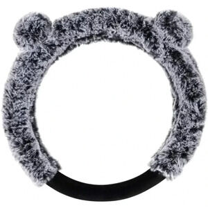 Bear Fur plush steering wheel cover faux  protector bear Fur grey with ears